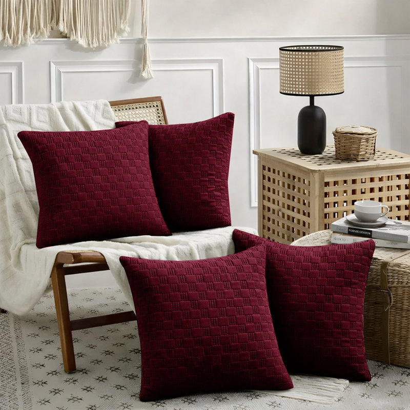 Albelo Square Cushion, Burgundy