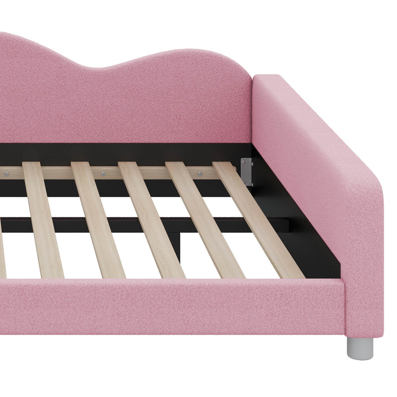 Canapé-lit rembourré avec dossier en forme de nuage, Double, Rose