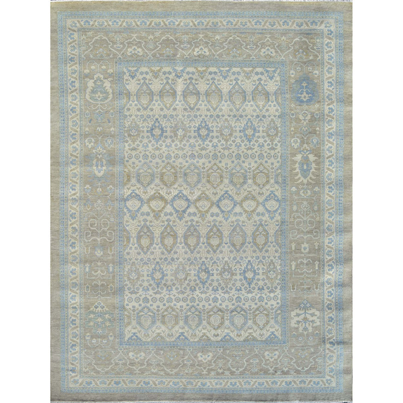 Hand Knotted Wool Area Rug in Beige/Brown, Rectangle 6' x 9'
