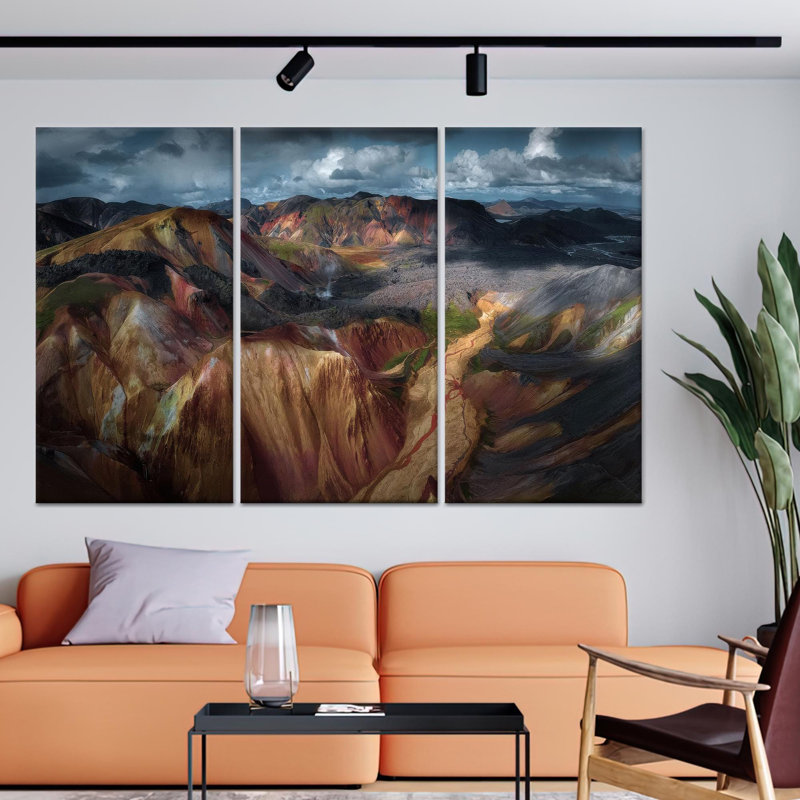 Impression sur toile paysage moderne: Islande, art mural 3P, toile tendue, H: 47,2 po x l: 59,1 po