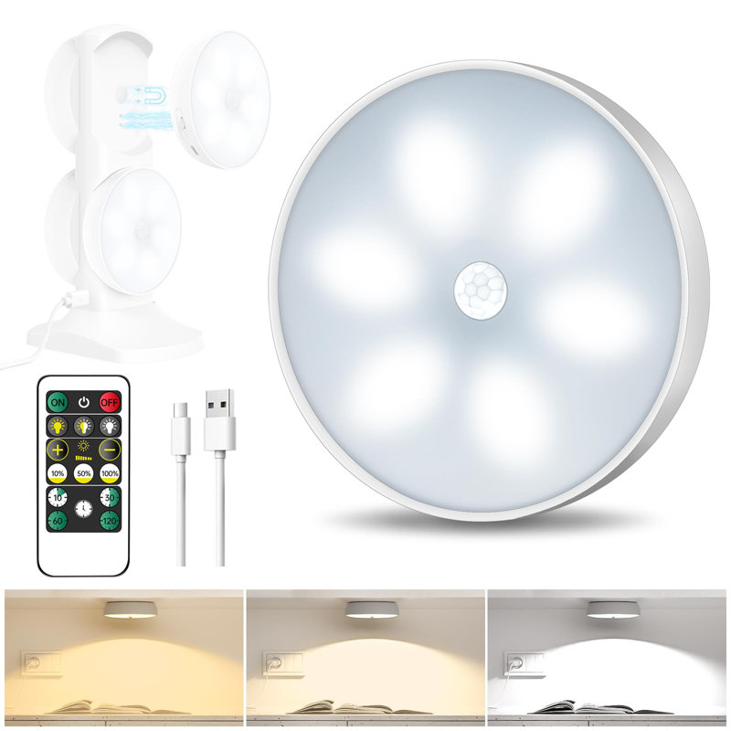 Luminaire DEL pour garde-robe avec station de charge, 1 paquet d'éclairage sous l'armoire rechargeable avec capteur de mouvement, 3 températures de couleur