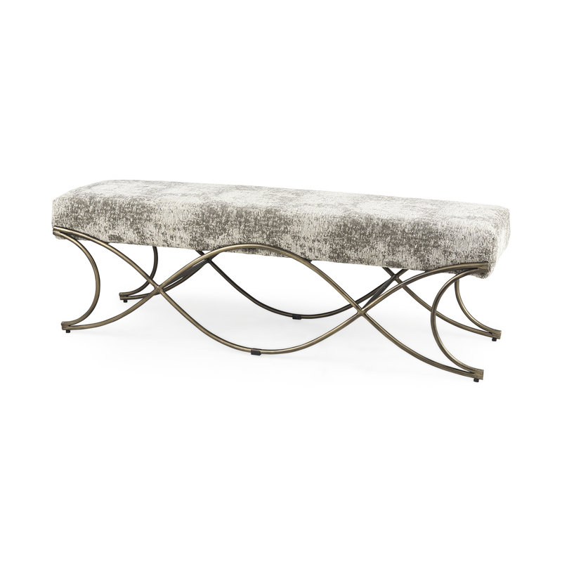 Marna Upholstered Bench, Light/Dark Gray