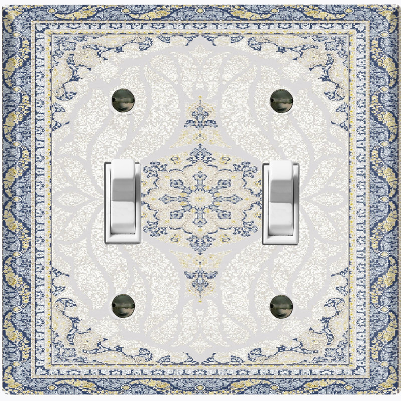 Plaque murale standard rustique à motif d'interrupteur à bascule à motif rustique à 2 bandes Rustic Blue