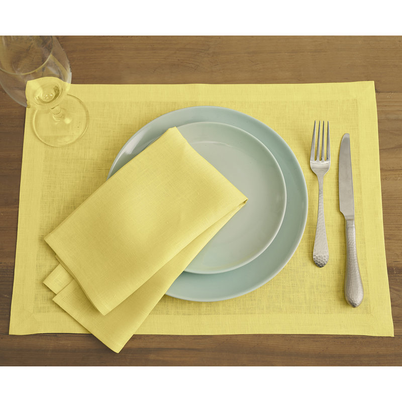 100% Pure Linen Dinner Napkins - Fete, Sunshine Yellow
