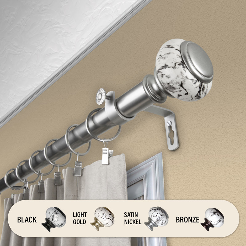 Tringle à rideaux simple nisswa, H 2,75 po x l 84 po x P 3,63 po, Nickel satiné