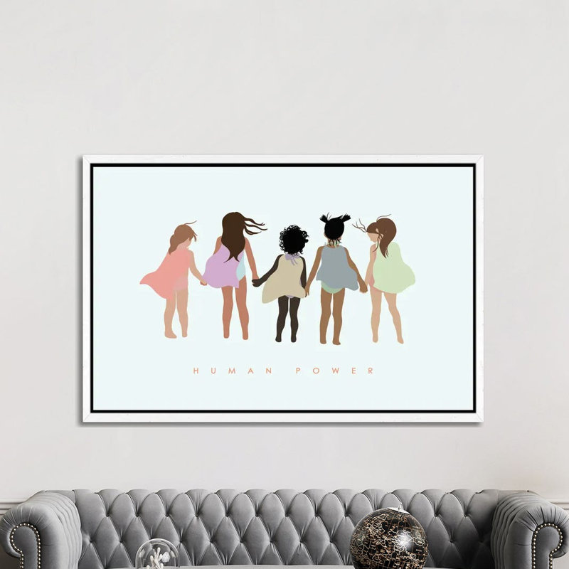 Human Power With Capes by Leah Straatsma - Print on Canvas, 101.6cm H x 152.4cm W x 3.81cm D, White Floater Framed