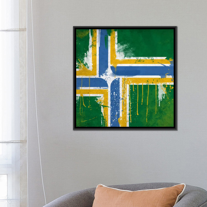 Drapeau portland, reproduction d’art sur toile, H 26 po x l 26 po x P 1,5 po, Toile tendue, Pas de tapis