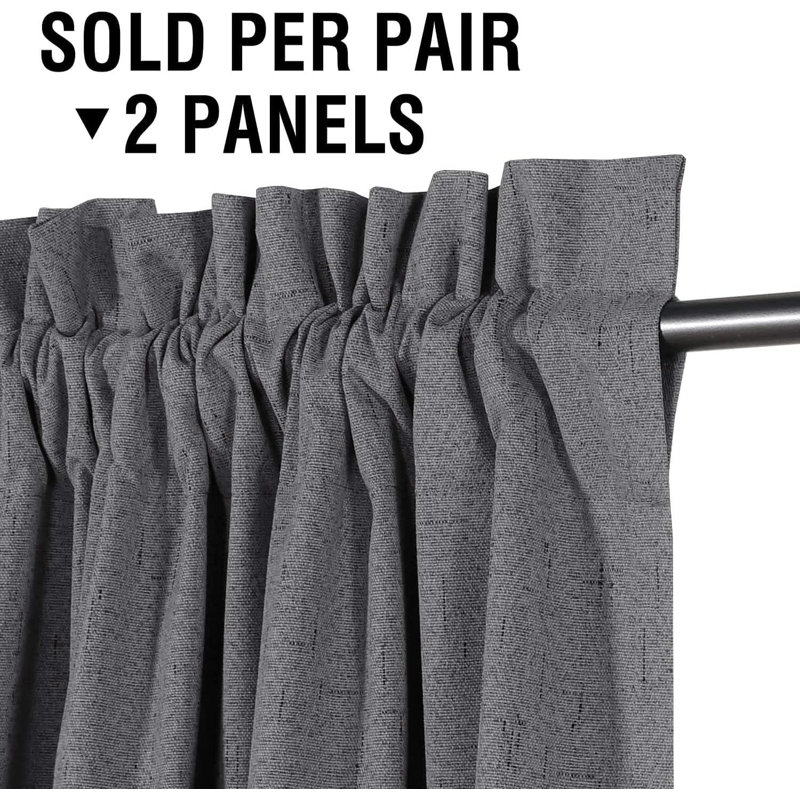 Rideaux occultant 100% lin pour chambre à coucher avec passe-tringle pleine lumière et passe-tringle de 42 po de largeur avec rideaux en lin texturé épais