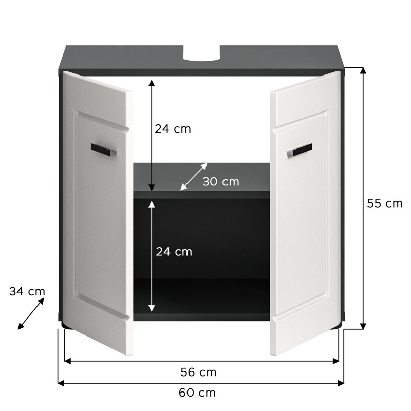 Tamar 60cm Single Bathroom Vanity Base Only in White