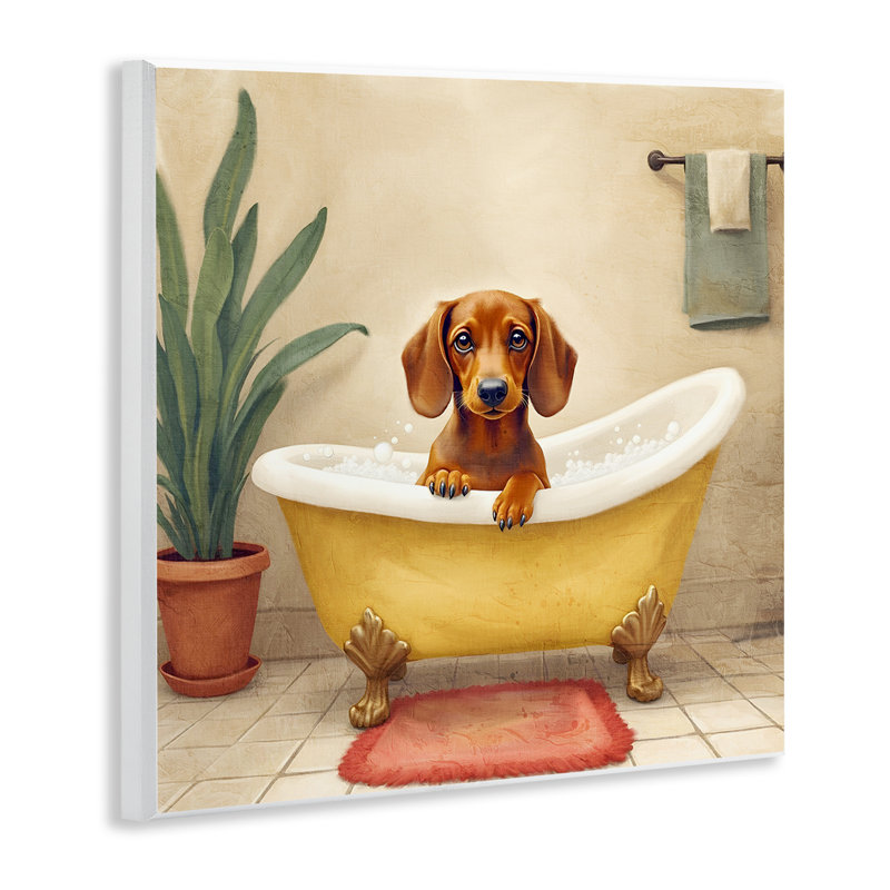 Plaque murale "Bubble Bath Brown Dog", design par Kim Allen