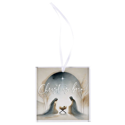 Ornament Christ Is Born Glass