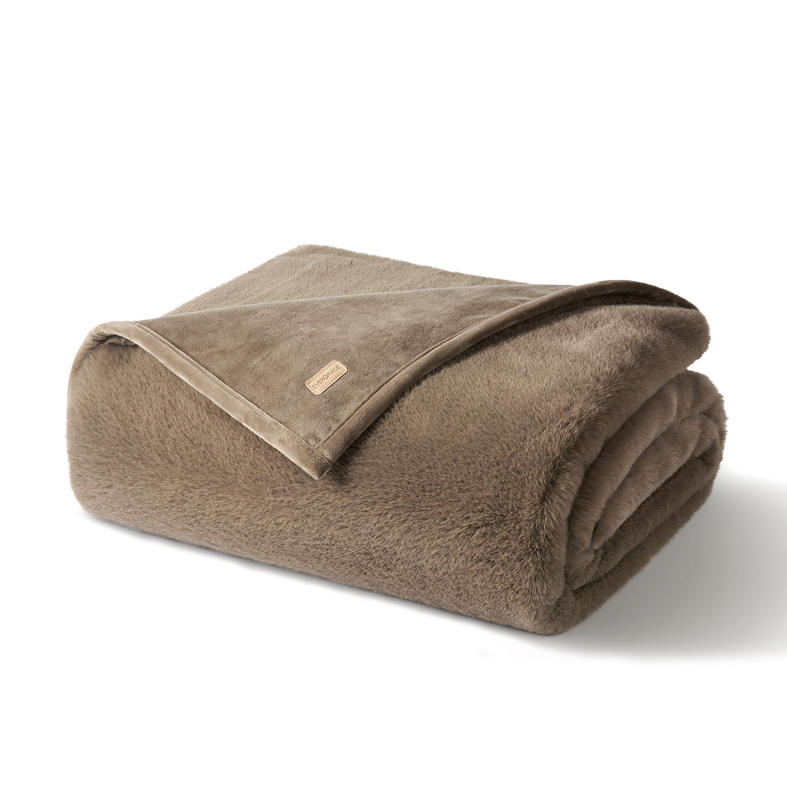 Luxury Mink Faux Fur Throw Blanket, 60" W x 80" L, Natural Tan