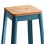 Tabouret de bar naturel et bleu sarcelle avec support en croix, parfait pour les cuisines rustiques et modernes, tabouret de bar