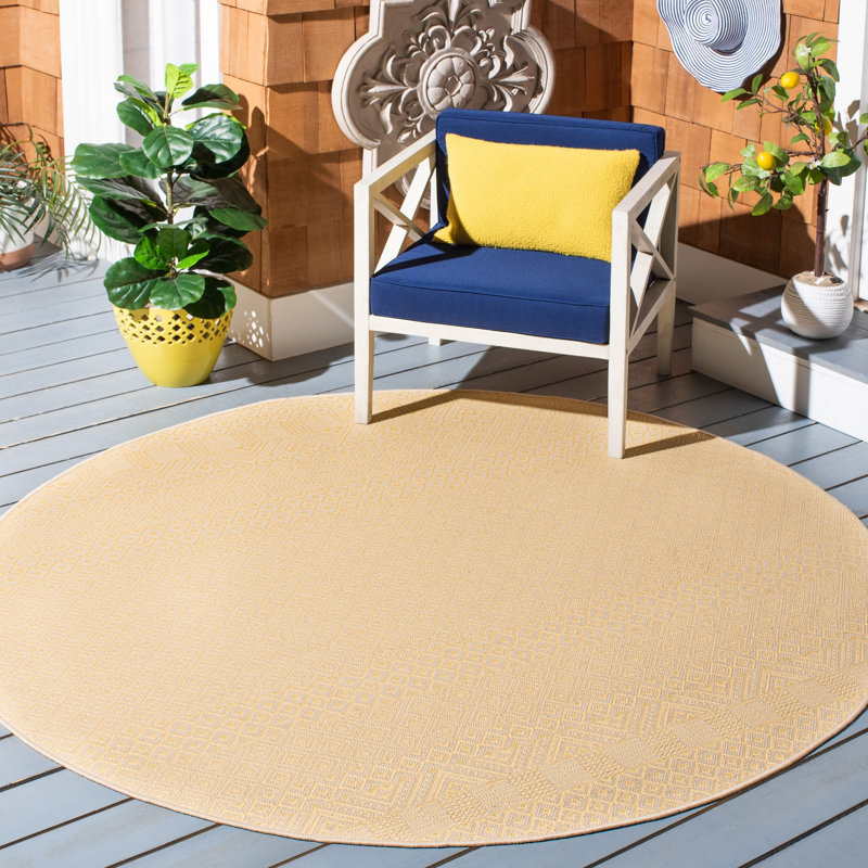 Navas Performance Solid Color Indoor/Outdoor Area Rug, Round 6'7"