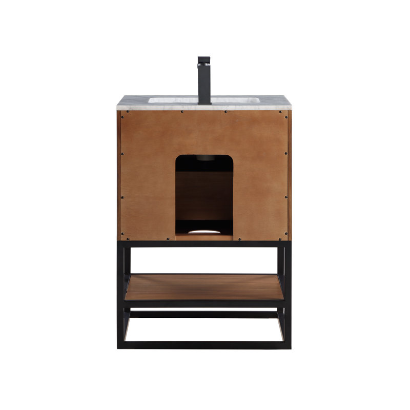 Terra 24'' W Single Vanity, Carrara Marble/Single Faucet Mount, Matte Black