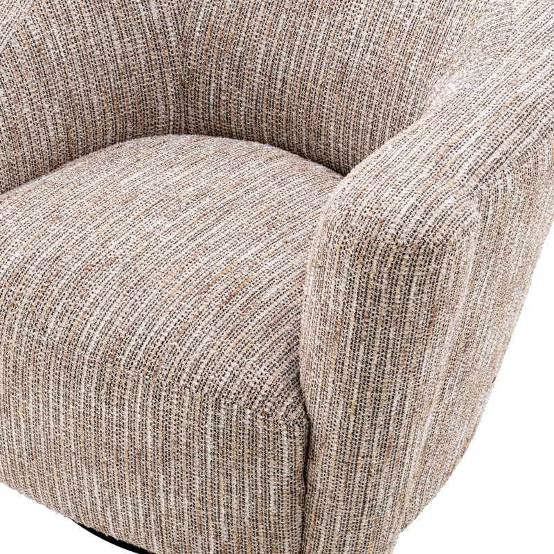Fauteuil demi-tonneau l 35,43 po Colin, Mélange de polyester beige Mademoiselle