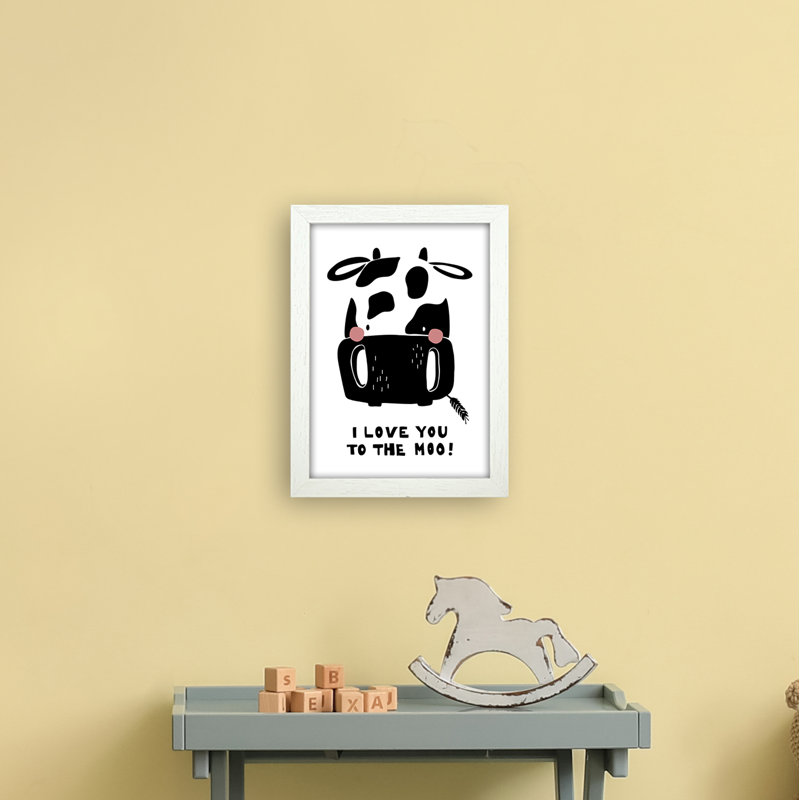Cow by Miniofmine - Print, 34cm H x 25cm W x 3cm D, Brown Framed