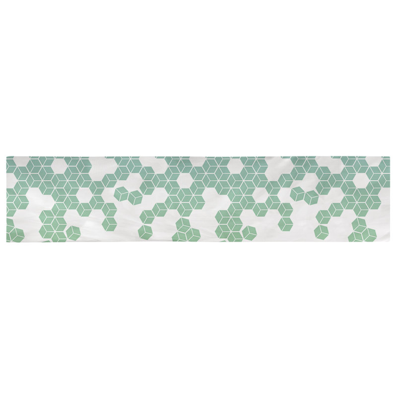 Chemin de table en cubes culbuté Avicia, 72 po x 16 po, 100 % coton, Bleu / Vert