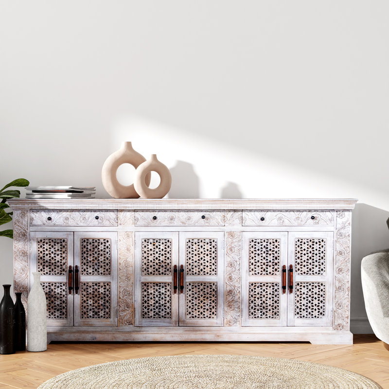 Fazila 102 " W Mango Solid Wood Sideboard, Beige