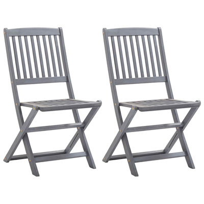 vidaXL Outdoor Chair Gray Solid Acacia wood Medium Foldable by VidaXL