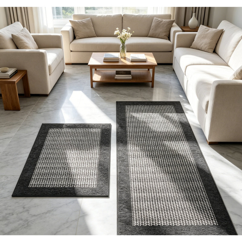 Tapis de couloir antidérapant en caoutchouc 3 pièces