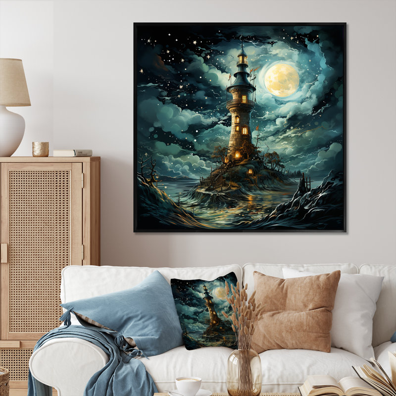 Fantasy Wizards Tower I - Art mural fantastique, Cadre flottant noir, H 36 po x l 36 po x P 1,5 po