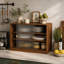 Meuble de rangement de comptoir avec porte vitrée, idéal pour organiser des épices et des accessoires à café, design élégant et peu encombrant