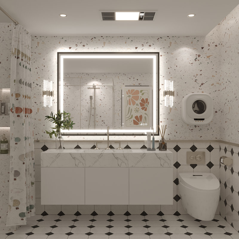 Miroir de salle de bain / meuble-lavabo mural Molly, 44 po x 36 po, Noir
