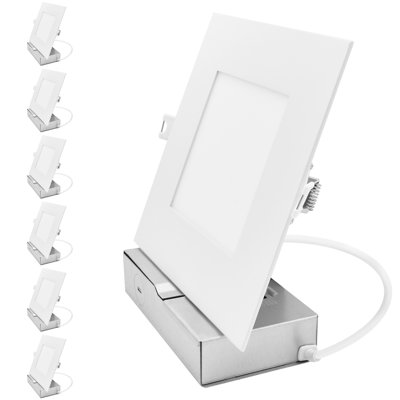 LUXRITE 6 In. LED Recessed Light with J-Box, Canless Mini Panel Light, 5CCT, 10/13/15W, 800/1050/1250LM, CRI90, Dimmable, 120-277V IC Rated ETL 6 Pack
