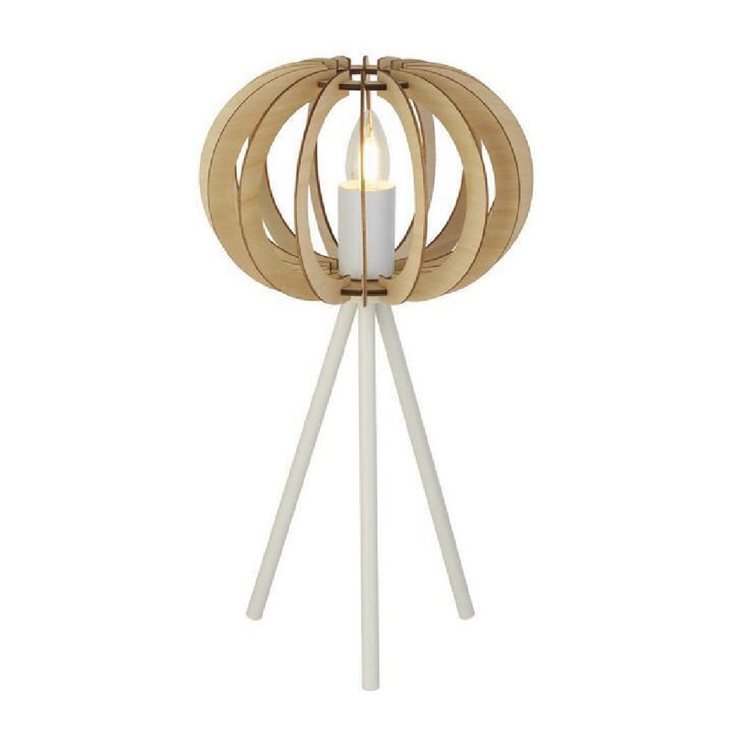 Yentin Metal Tripod Lamp, Oak, White