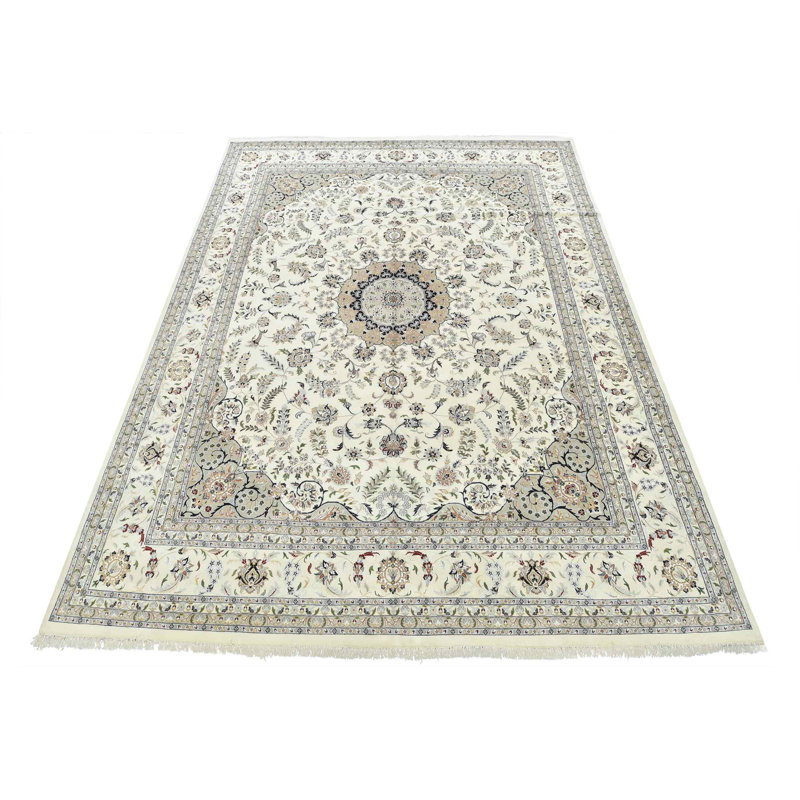 One-of-a-Kind Rectangle 11'11" X 15'5" New Age Wool Area Rug in White/Gray