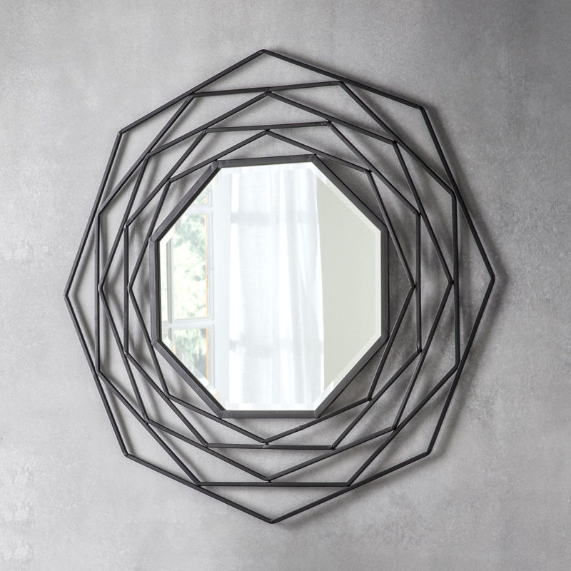 Estella Metal Wall Mirror 92cm, Black