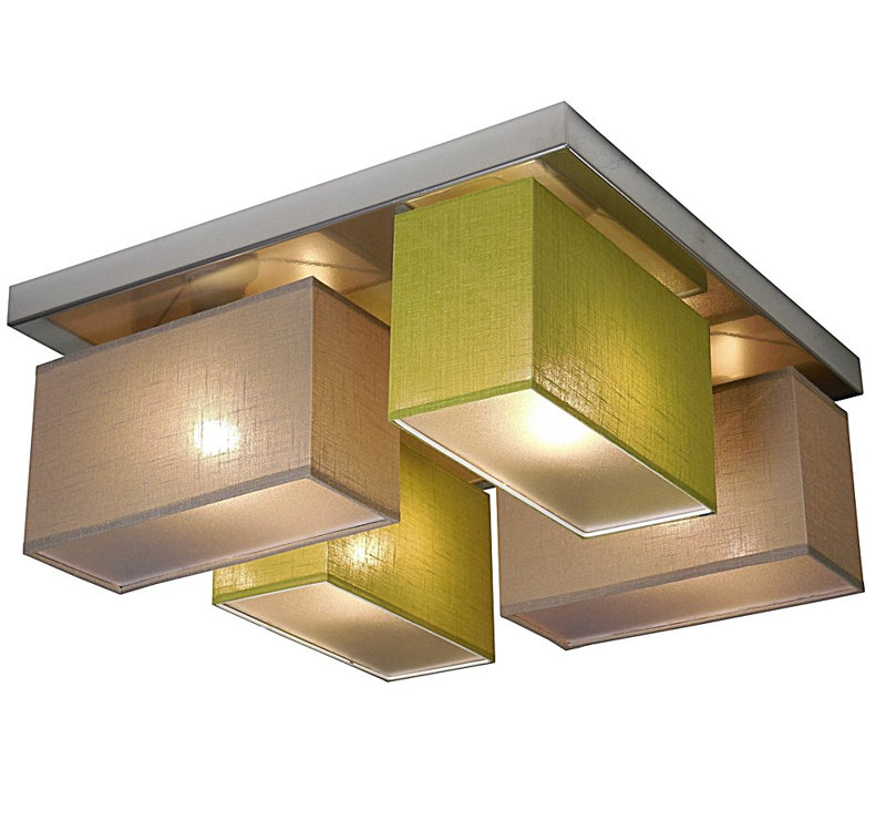 Partridge Fabric Semi Flush Mount, Cappuccino/Green