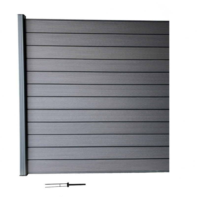 Panneau de clôture d'intimité composite Castle Gray 6 pi x 6 pi, supports à enfoncer à griffes, 1