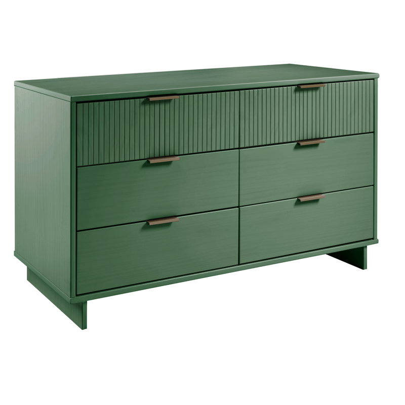 Commode double 6 tiroirs l 55,11 po Wendee, Vert sauge