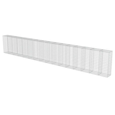 150cm H x 354.33cm W Silver Metal Gabion Wall