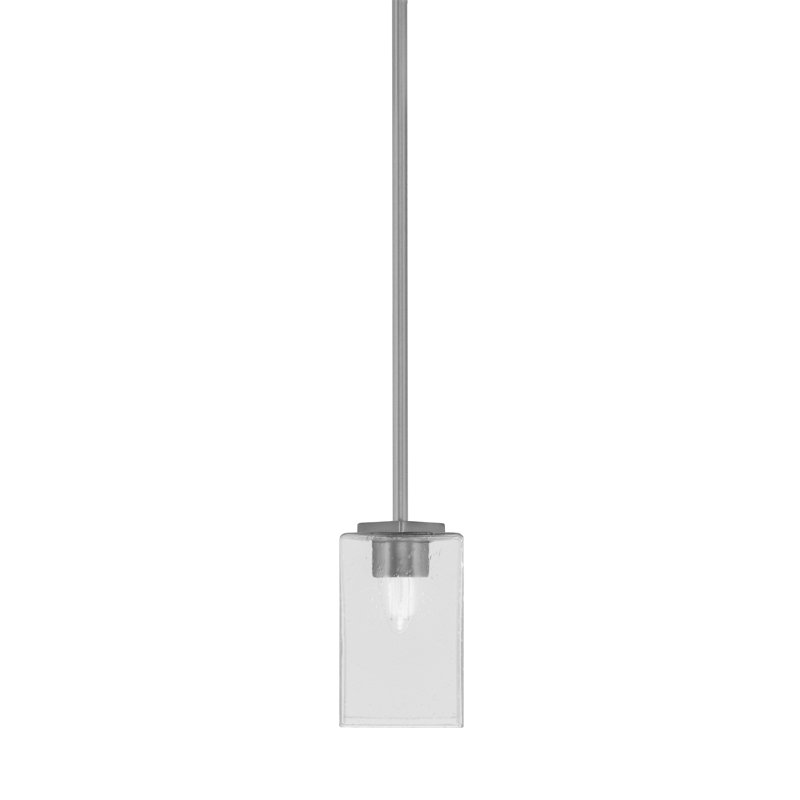 Mini-luminaire suspendu avec tige en verre Fausley, Transparent, Nickel, Transparent