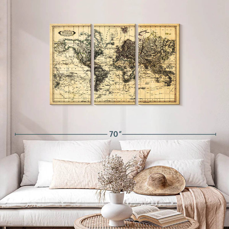 Aliaz Chart Of The World Map, 28" H x 45" W
