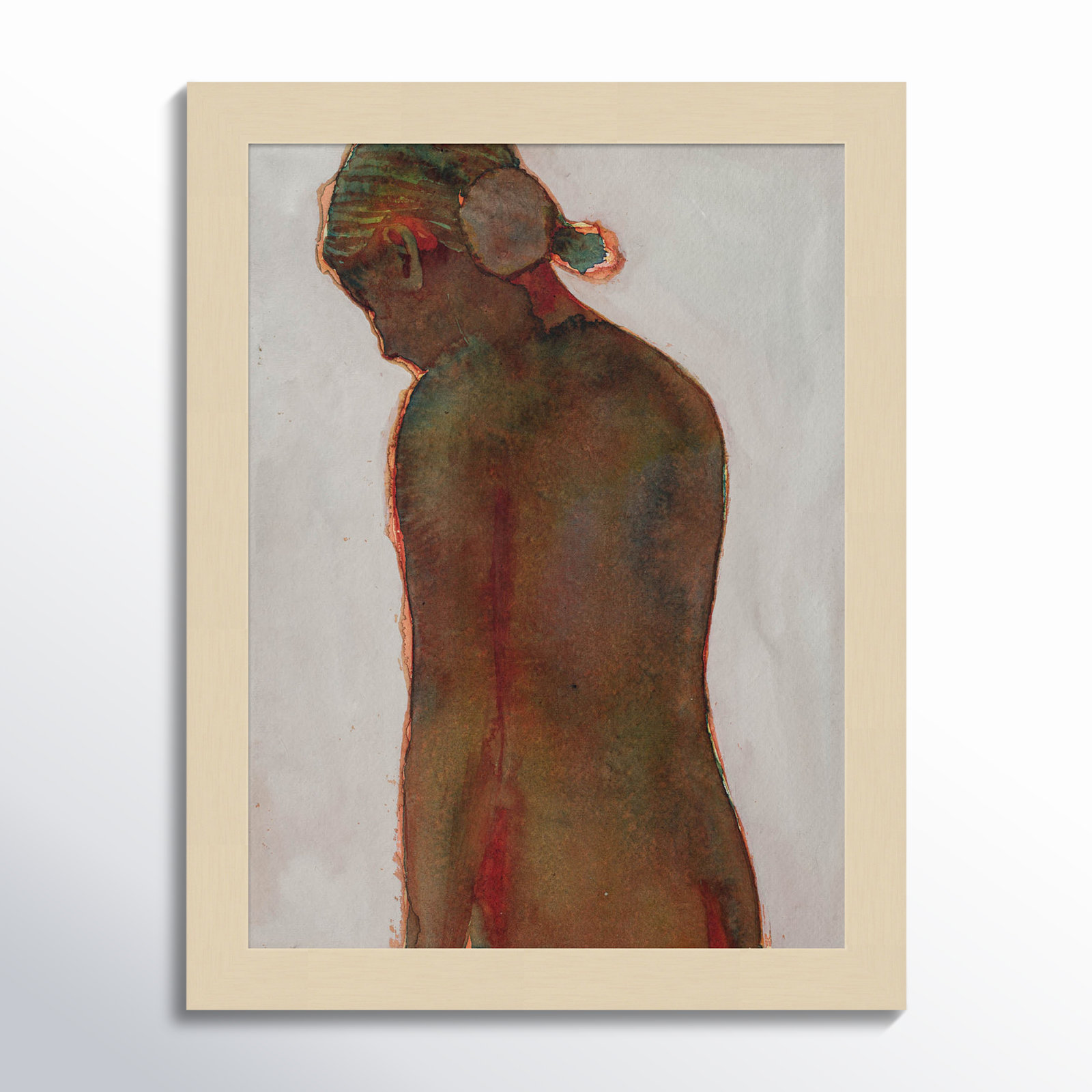 Figure Print by Dean Graham, Brown Framed, 13'' H X 10'' W