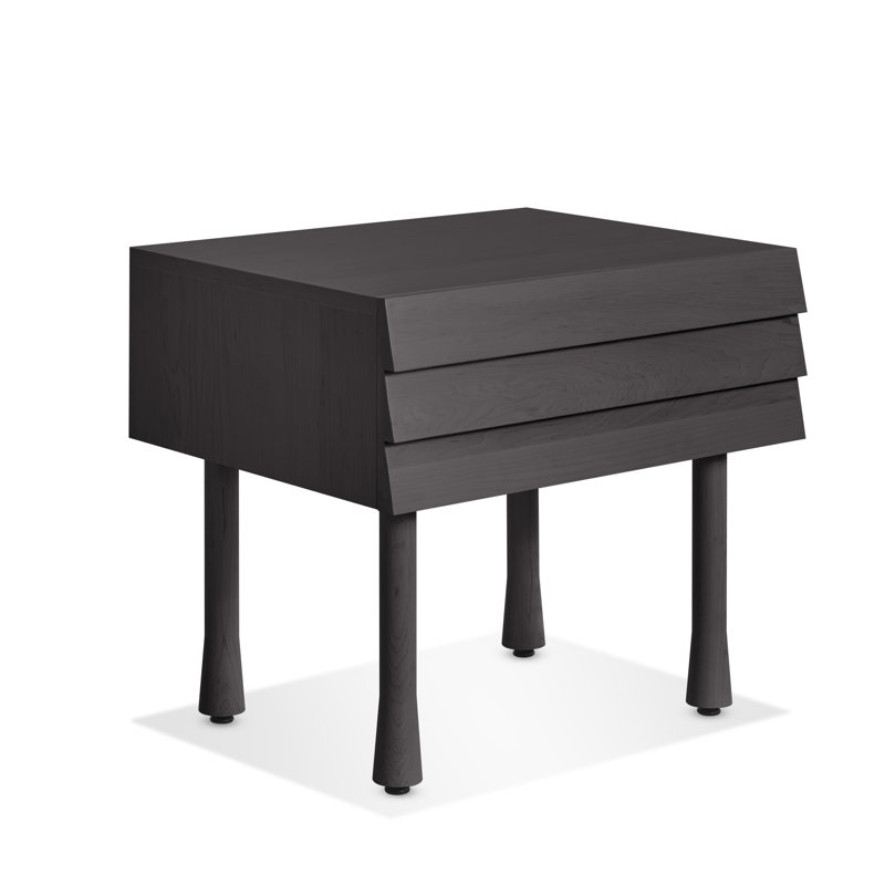Lap 21.7'' W Solid Wood Nightstand, Black on Ash / Black
