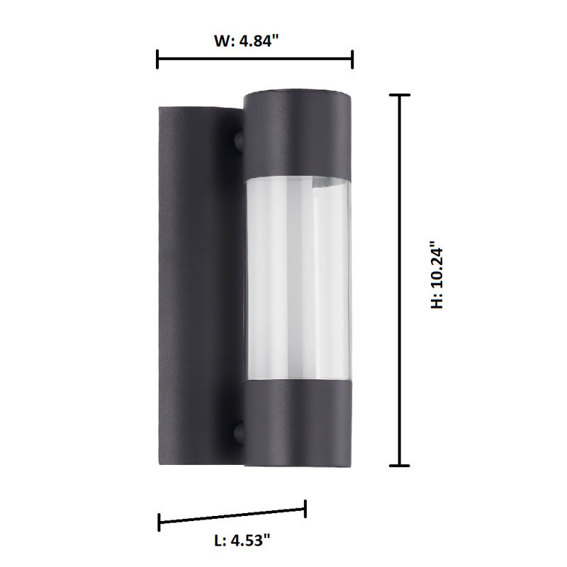 Abbee Steel LED Wall Light, 10.24" H x 4.53" W x 4.84" D