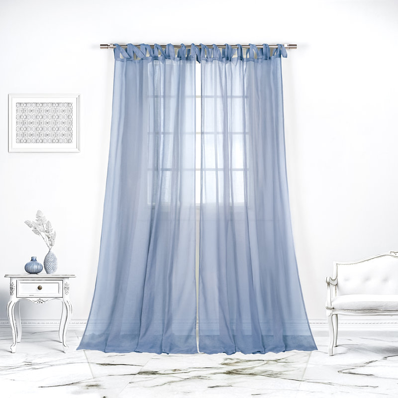 Elyse Polyester Sheer Curtain Panel Pair, 52" W x 84" L, Sky