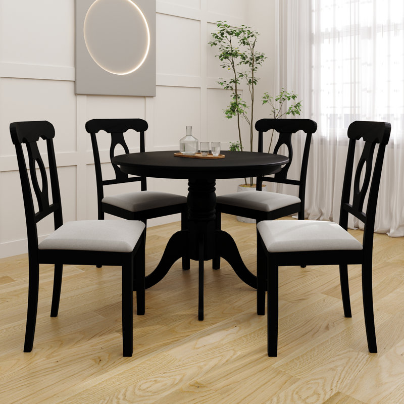Ensemble de salle à manger 38,98 po Rashika, Noir, Noir / beige