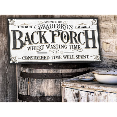 «Back Porch», nom de famille personnalisé sur toile