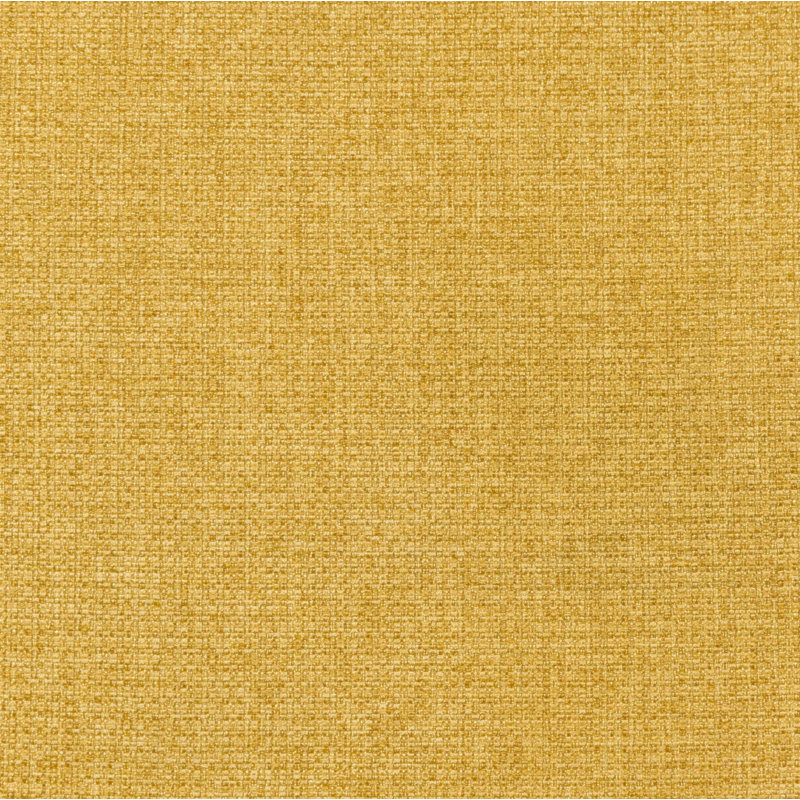 Banc rembourré en tissu capitonné avec silhouette ondulée moderne pour vestibule ou salon sophistiqué, Jaune moutarde