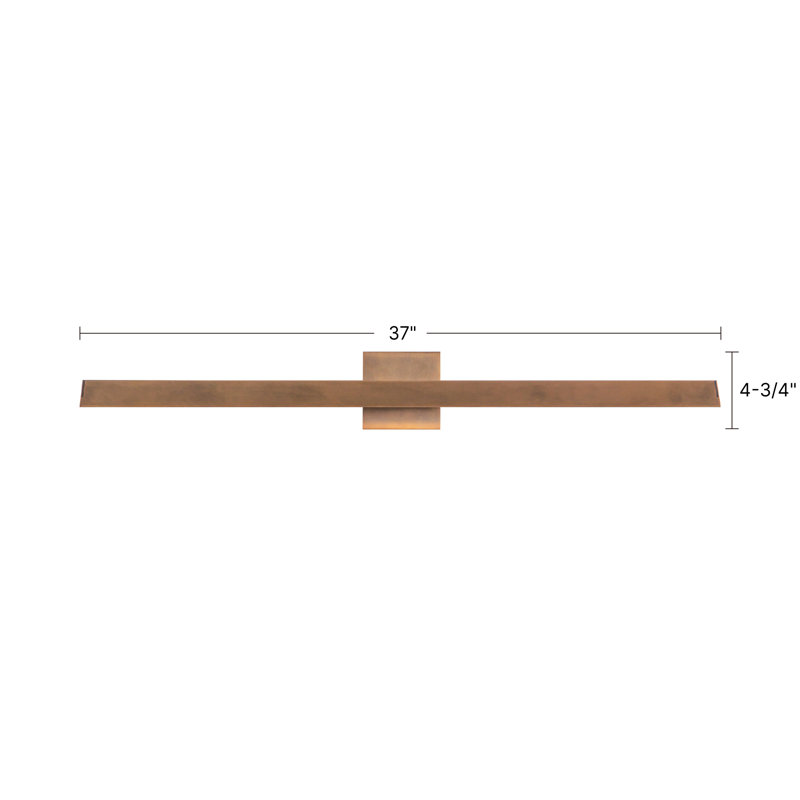 Galleria 15-in Brass dimmable LED Wall Sconce, Antique Brass, 37-in