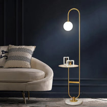 Menahan Metal Floor Lamp with Glass Globe Shade