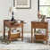 Dziekan Traditional 26" Tall Solid Wood End Table with Extendable Tray and Built-in Charging Outlets(Set of 2)