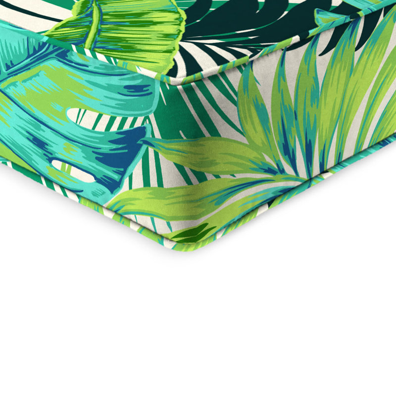 24" x 46.5" Bryann Outdoor Deep Seat Chair Cushion Set with Welt, Iceberg Green