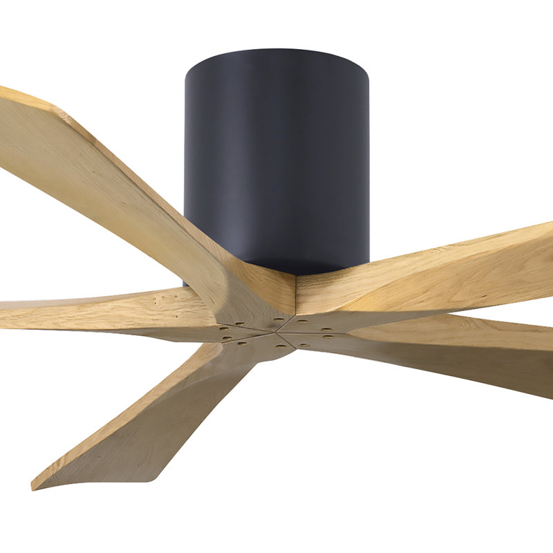 60" Irene 5-Blade Hugger Ceiling Fan with Wall Remote, 60", Polished Chrome, Light Maple Tone